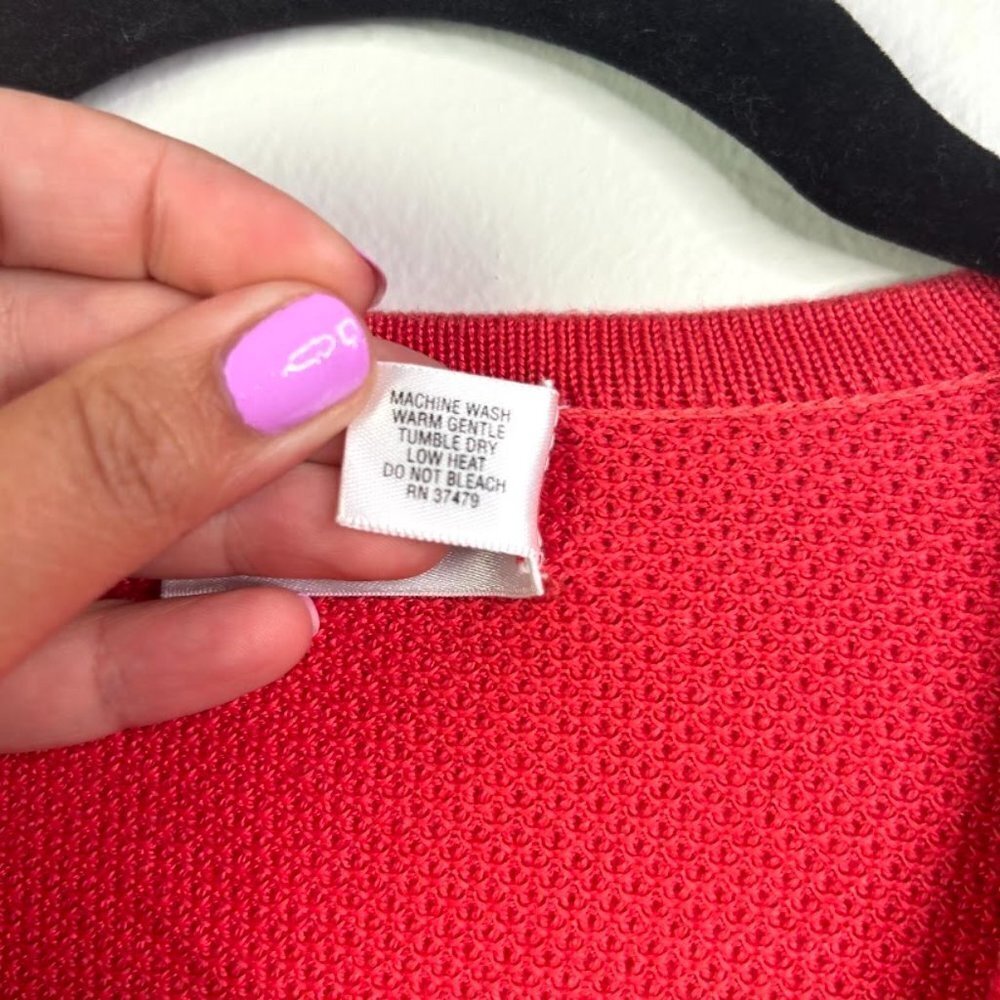 St. Croix Crystal Stitch High V-neck Pullover Red Medium Vintage - Picture 4 of 6